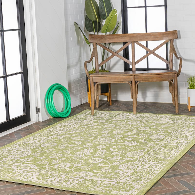 JONATHAN Y Sinjuri Bohemian Textured Weave Floral Indoor/Outdoor Area Rug
