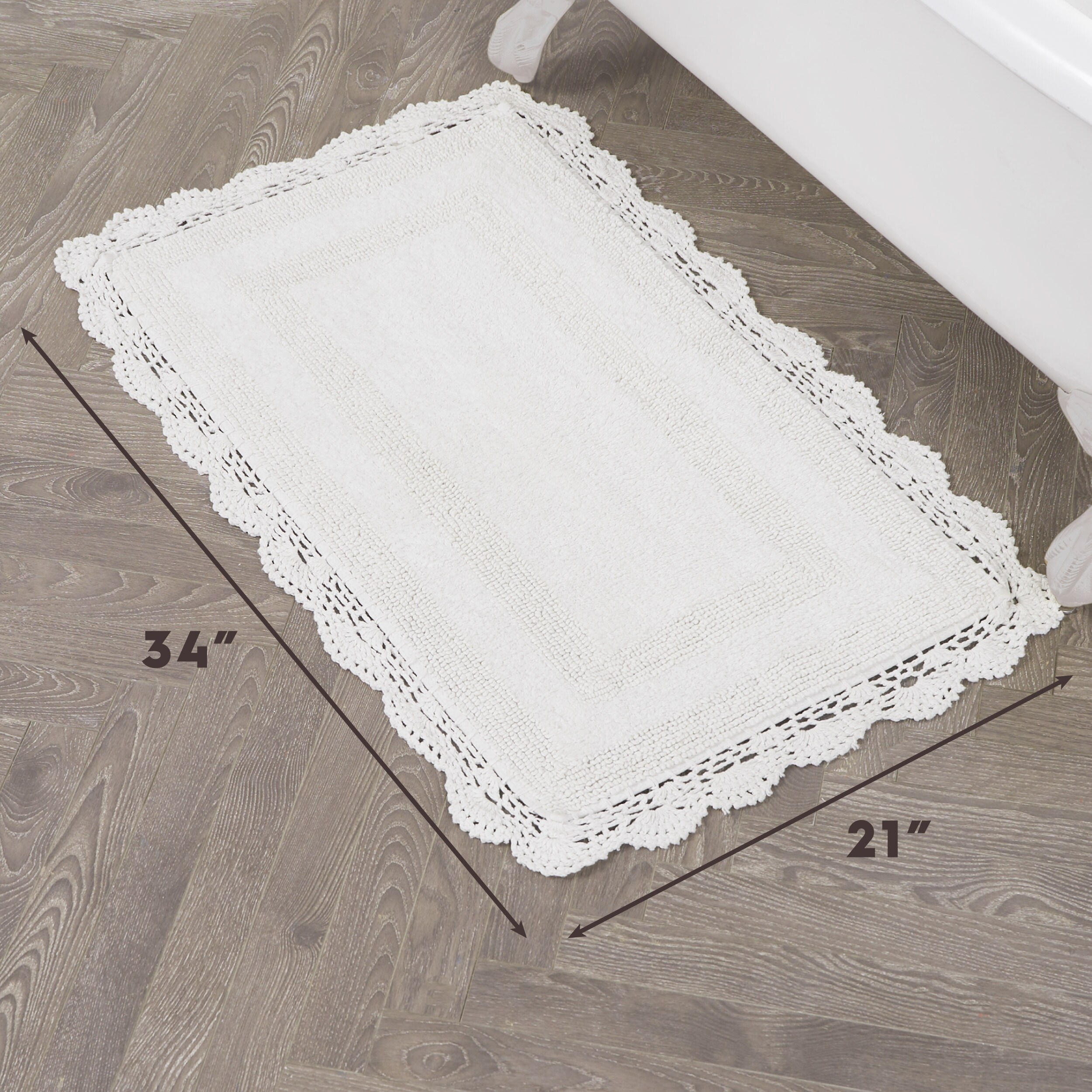 Laura Ashley Reversible Cotton Crochet Bath Rug - On Sale