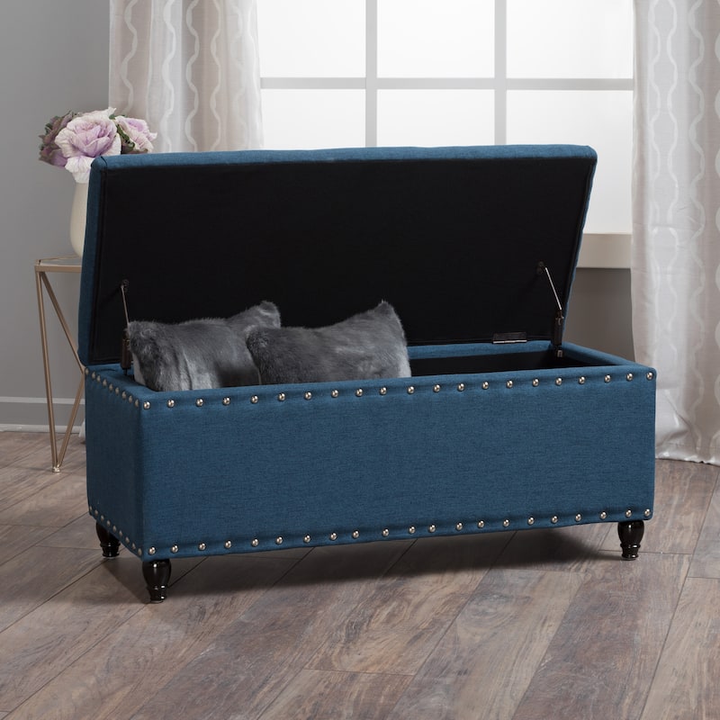 Simple Upholstered Storage Bench Hallway Bench with Nail Trim, Entryway Footrest Seat Leisure Stool Corridor Stool