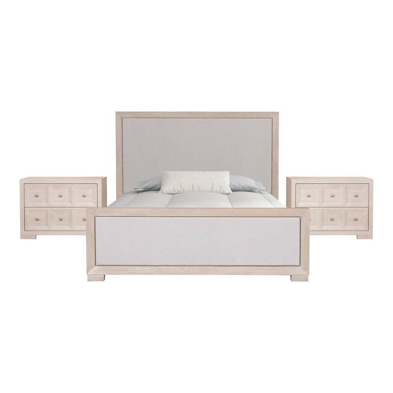 Furniture of America Durem II Modern Classic 3-Piece Solid Wood Panel Bedroom Set with 2-Drawer Oversized Nightstand