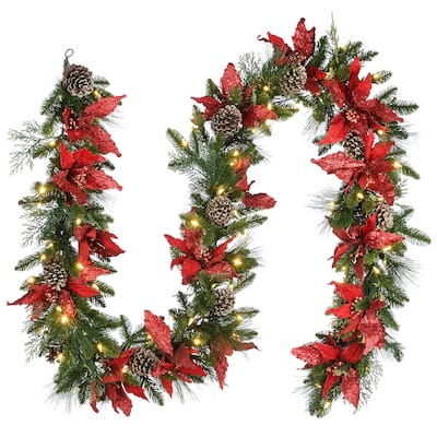 National Tree Company 9 ft. Feel Real Decorative Collection Garland with Clear Lights - 9 ft
