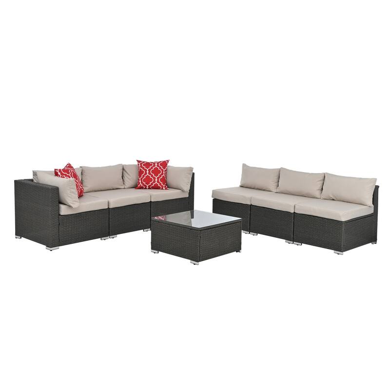 Outdoor Wicker Weaving Conversation Combo Set of 7