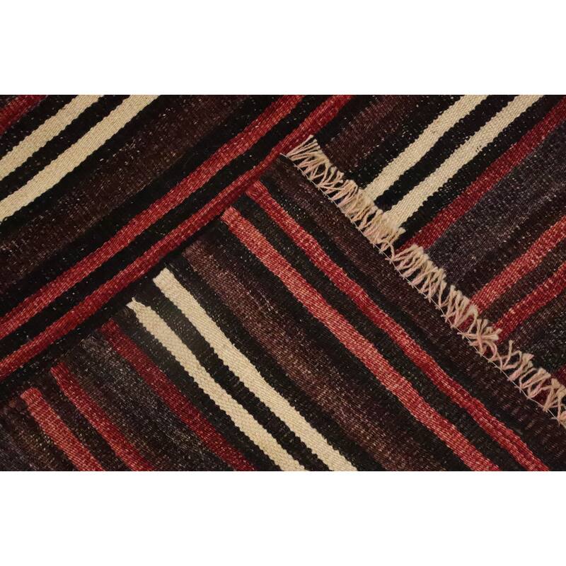 Hand Woven Oriental 100% Wool Carpet Southwestern Geometric Red Kilim Area Rug - 11' 5'' X 5' 1''