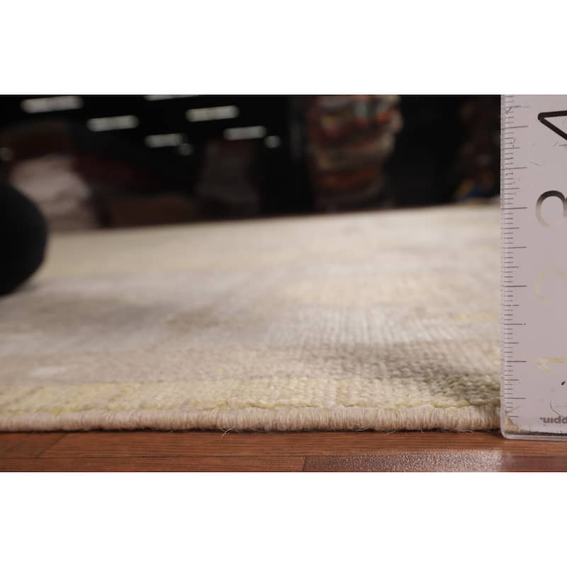 Hand Knotted Oriental 100% Wool Carpet Transitional All-Over Yellow & Gold Oushak Area Rug - 13' 6'' X 9' 10''