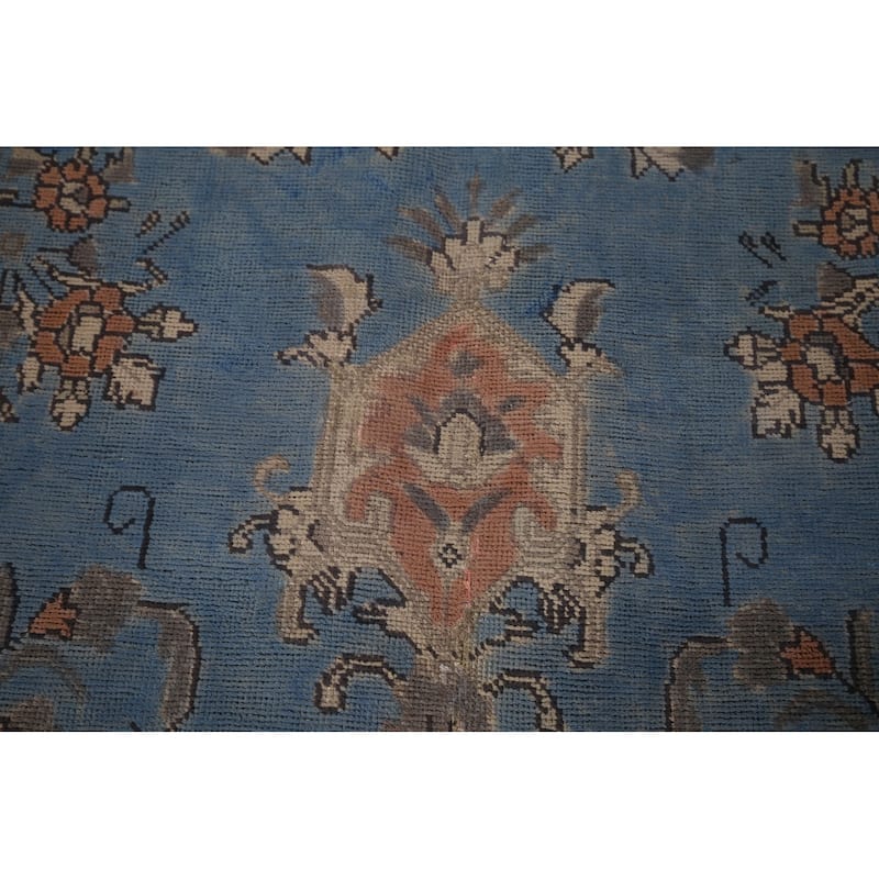 Blue Tabriz Persian Vintage Area Rug Handmade Wool Carpet - 6'11"x 10'9"