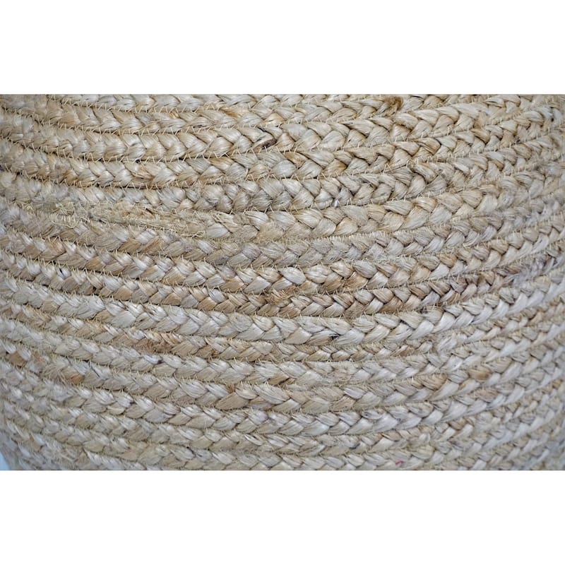 Home&Manor Jute Round Pouf