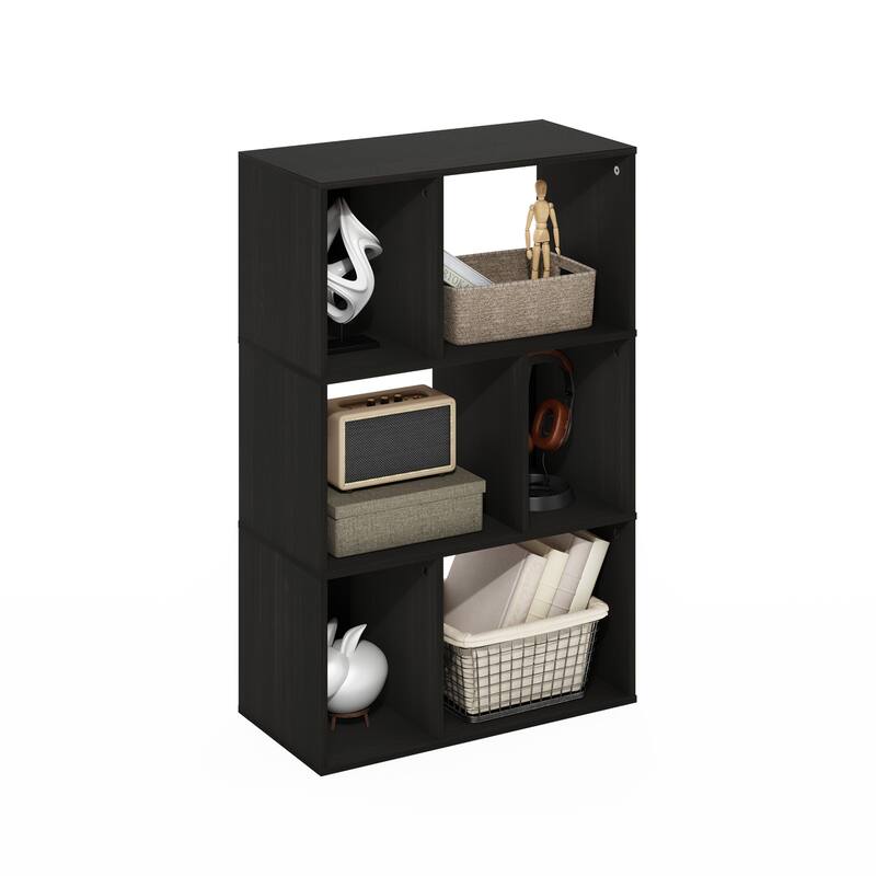 36.85 in. Tall Espresso Wood 6-Shelf Bookcase