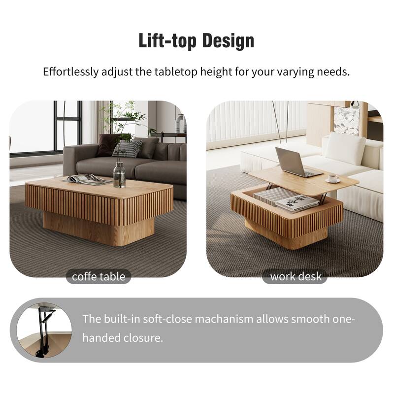 Modern Solid Wood Veneered Round/Oval/Rectangular Coffee Tea Table with Storage