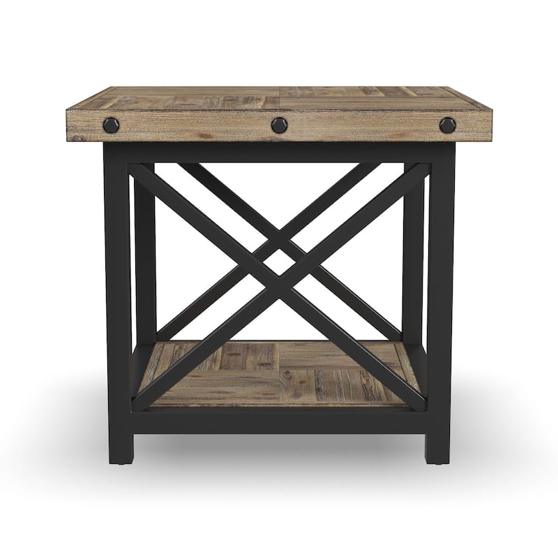 Homestyles Carpenter Brown Wood Lamp Table - 25" x 23" x 25"