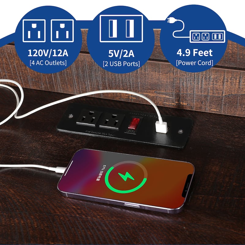 Hidden Cat Litter Box Enclosure Furniture Tall Storage Cabinet with Charging Station