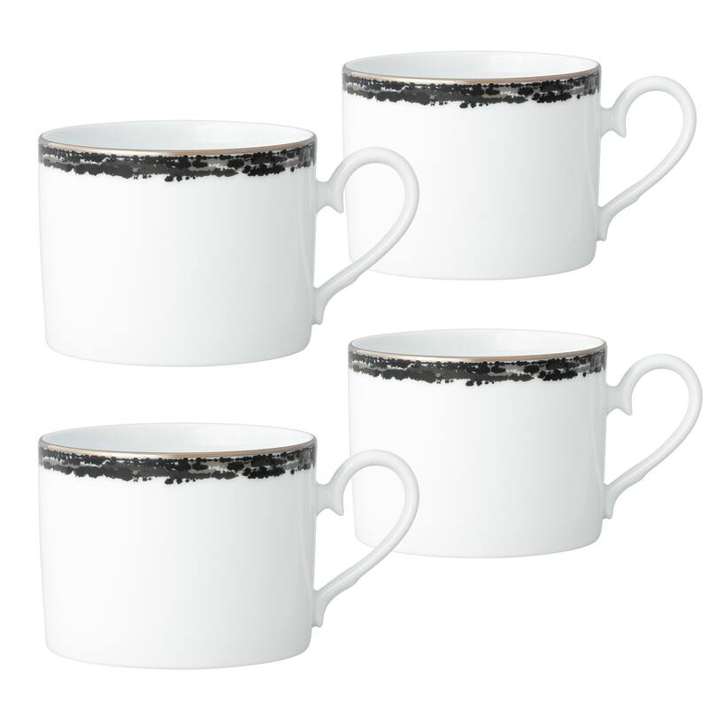 Noritake Rill Set Of 4 Teacups, 8 oz. - Black