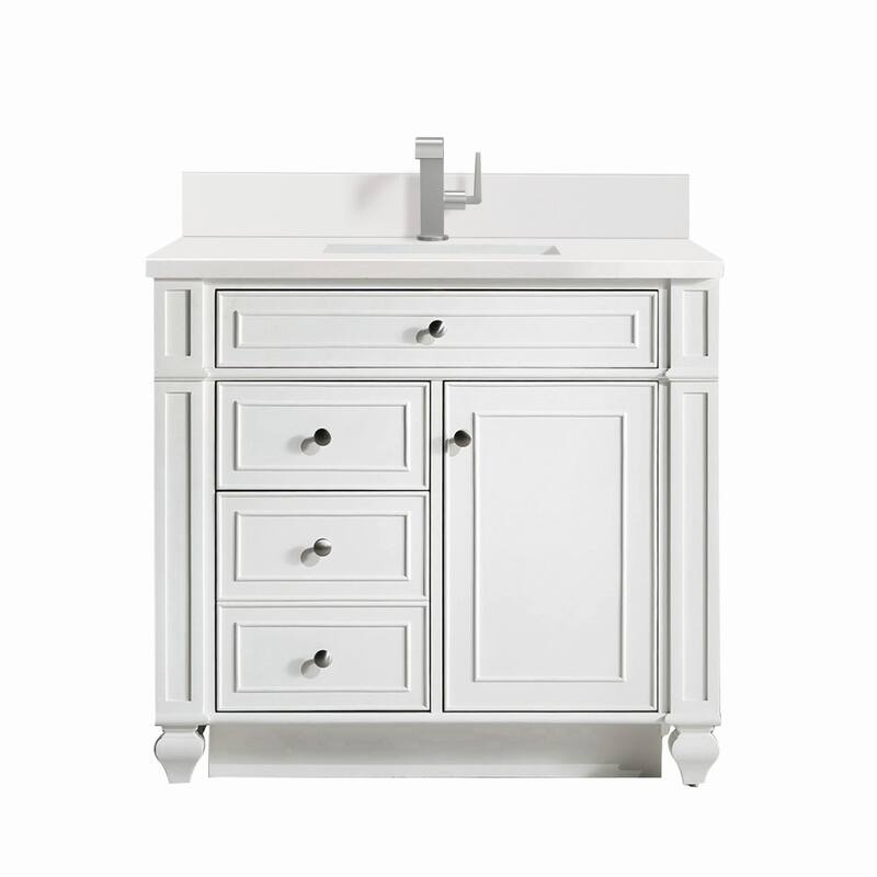 James Martin Vanities 157-V36-1WZ Bristol 36" Single Basin Walnut Wood - Bright White