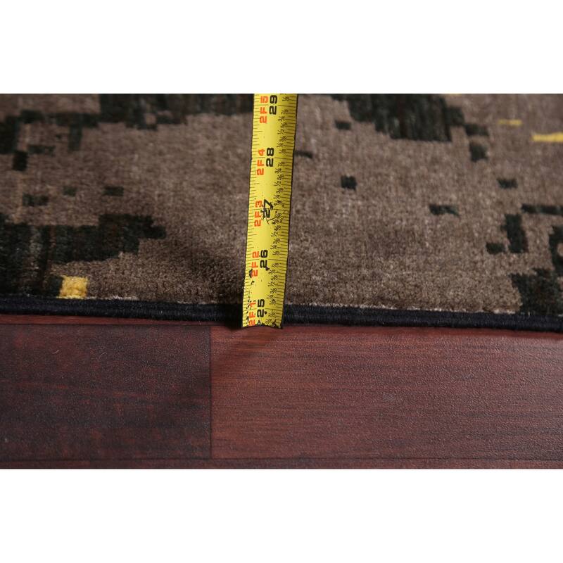 Vegetable Dye Abstract Contemporary Area Rug Hand-knotted Wool Carpet - 9'9" x 12'9"