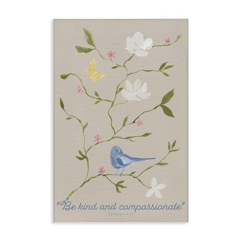 Stupell Floral Be Kind & Compassionate Canvas Wall Art Design By Lucille Price - 16 x 24