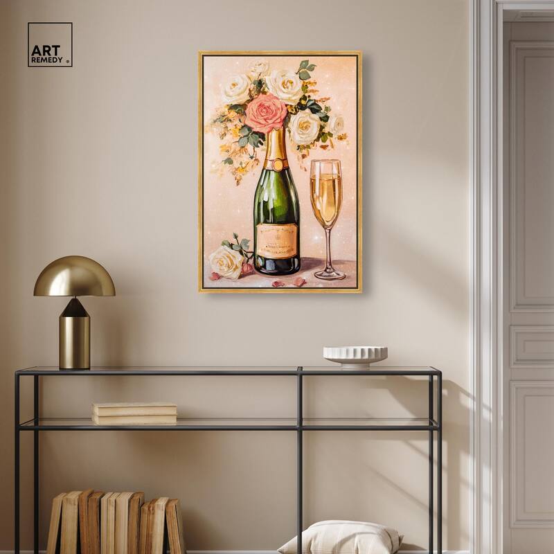 Blooming Champagne Vase Canvas by Art Remedy