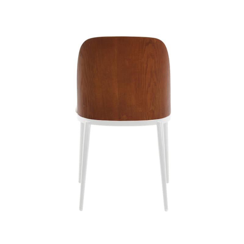 LeisureMod Tule Dining Chair with Upholstered Seat and White Steel Frame, Set of 2