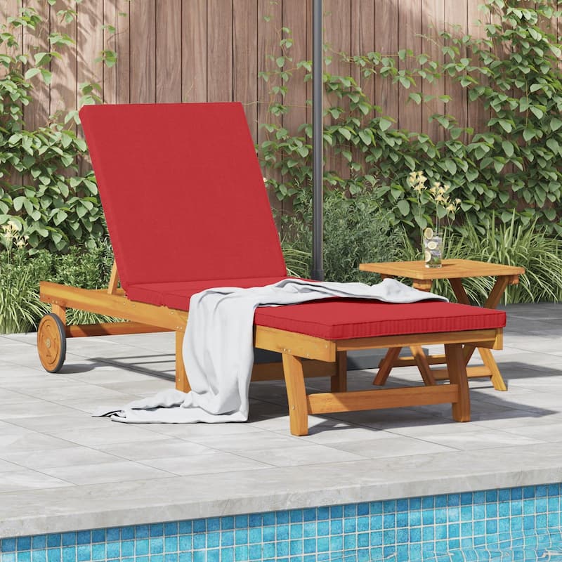 vidaXL Patio Lounge Chair Outdoor Sunbed Poolside Sunlounger Solid Wood Acacia - Red without table