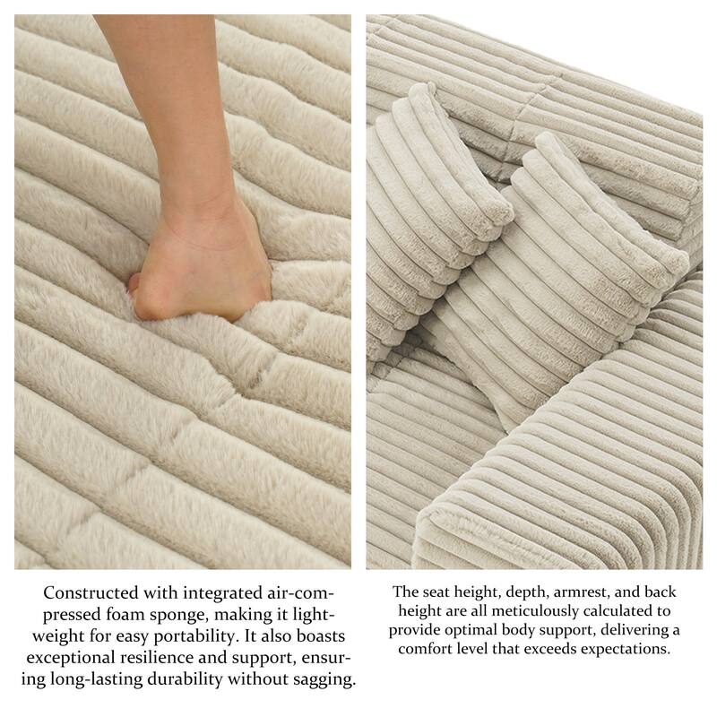 Scandinavian Corduroy Full-Foam Modular Sectional Sofa Set