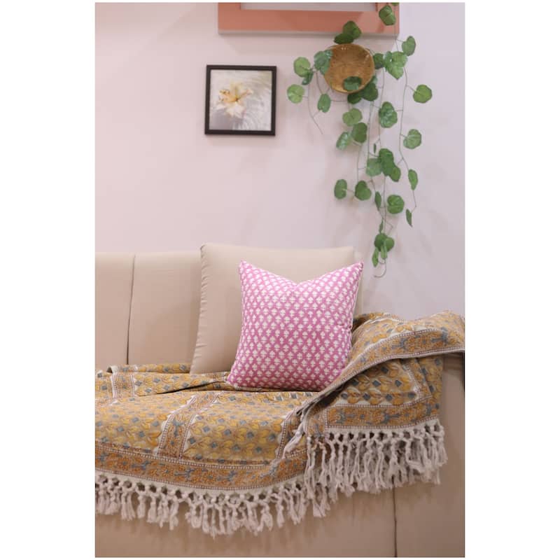 Fabdivine Linen Bohemian Block print pillow Cover