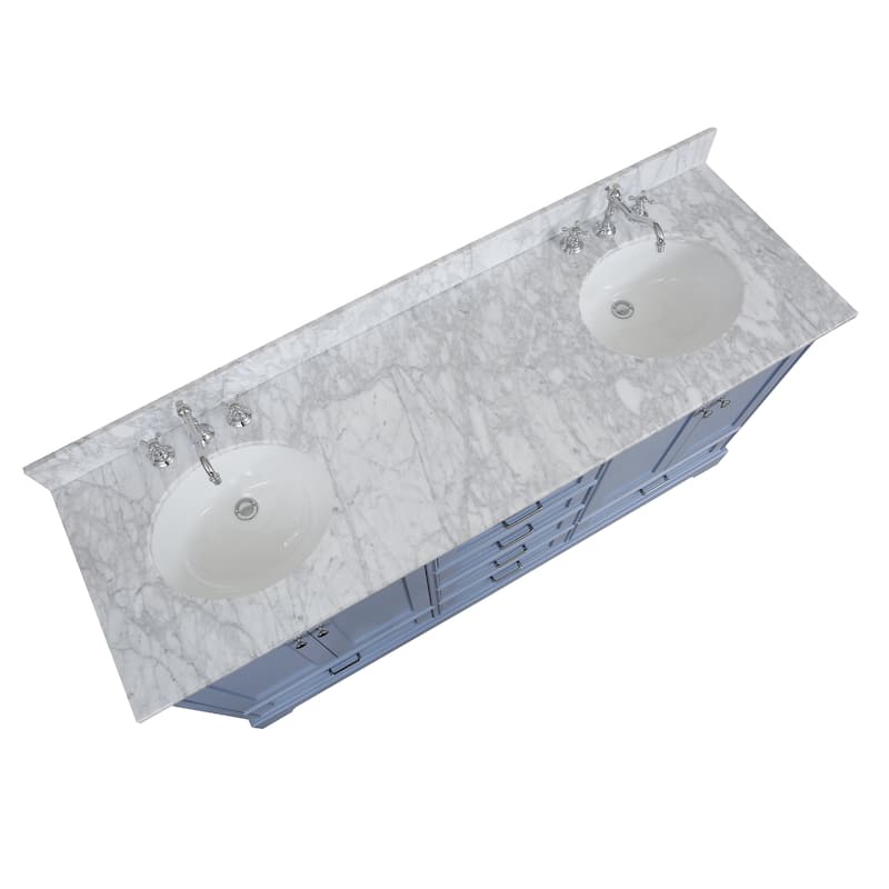 KitchenBathCollection Harper 72" Double Bathroom Vanity with Carrara Marble Top