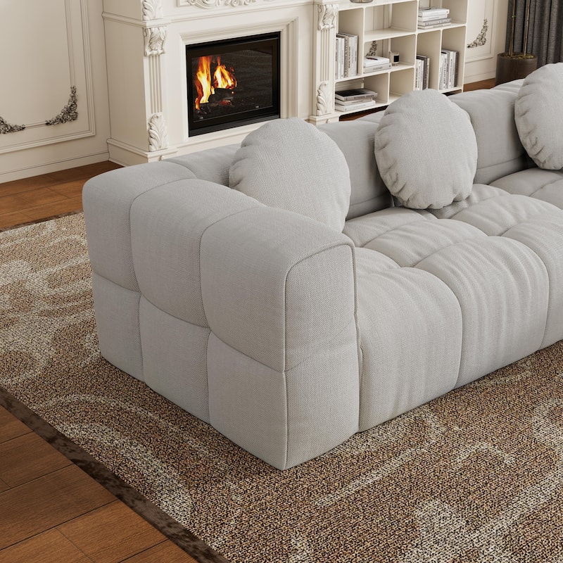 103" Chenille L-Shaped Sectional Sofa with Left Recliner, 3 Pillows and Modular Design