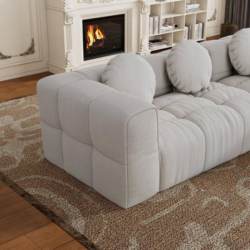 103" L-Shaped Chenille Sectional Sofa with Right Recliner & Pillows