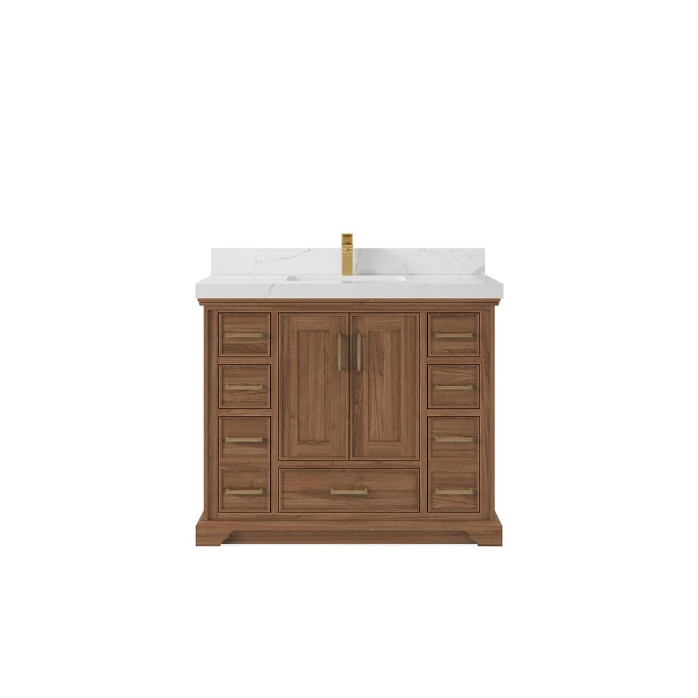 Willow Collections 42 in. W x 22 in. D Charlotte Teak Single Sink Bathroom Solid Teak Vanity with Countertop