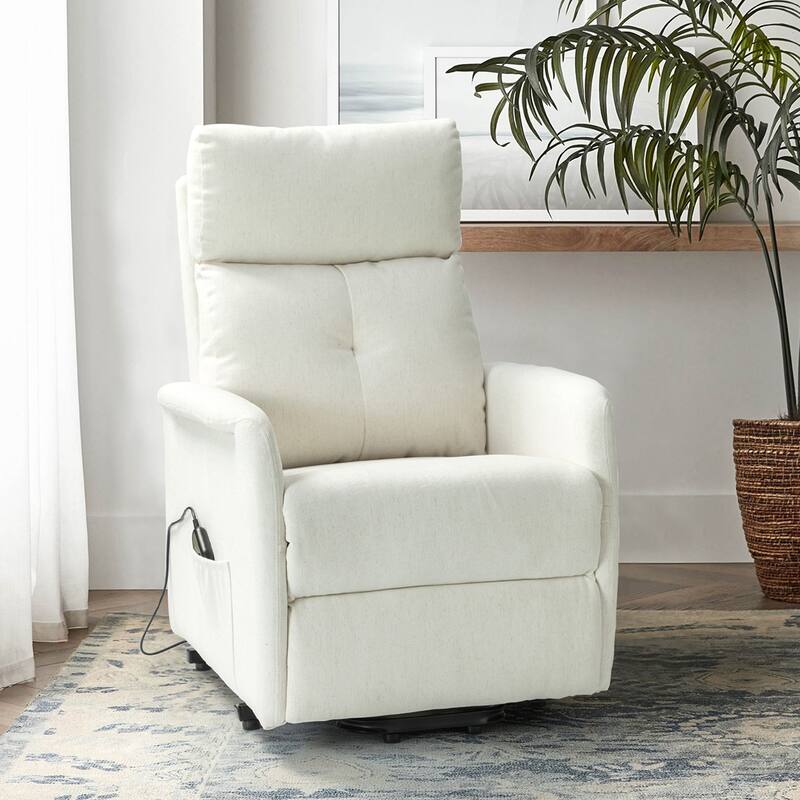 Elisa Mid-century Modern Power Remote Lift Assist Recliner with Metal Base