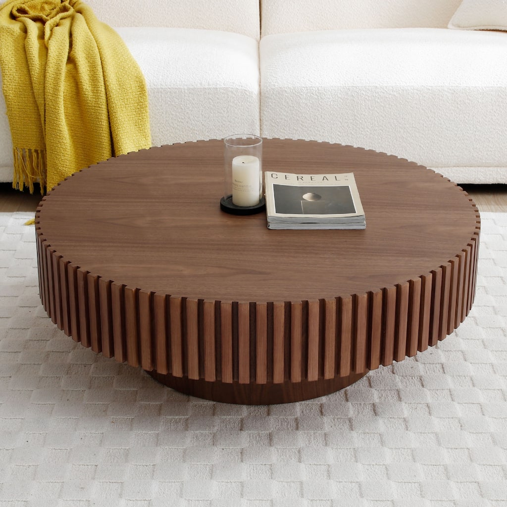 31.49'' Round Coffee Table End Table Side Table for Living Room, Walnut Center Table Sofa Table Cocktail Table