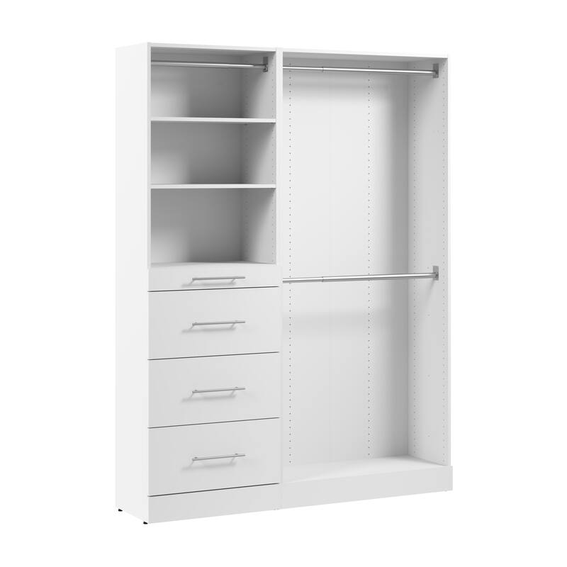 Bestar Florence 61W x 16D Closet System with Rods, Drawers, Slab