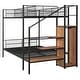 preview thumbnail 5 of 18, Twin Over Full Bunk Bed with Wire Shelving and Lateral Storage Ladder, Metal Bunk Bedframe with Bulit-in Wardrobe and Slats