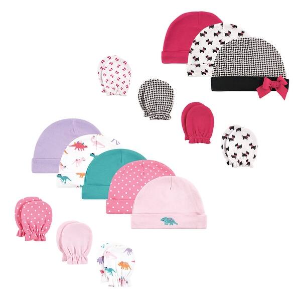 slide 1 of 1, Hudson Baby Infant Girl Cotton Cap and Scratch Mitten Bundle Set, Scottie Dog CuteaSaurus, 0-6 Months - Scottie Dog CuteaSaurus Scottie Dog CuteaSaurus - 0-6 Months