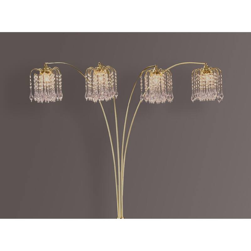 1pc Modern Design Classic Luxury Sleek Multi-head Floor Arc Lamp Half Moon Radiant Crystal-encrusted Sleek Metallic Stems