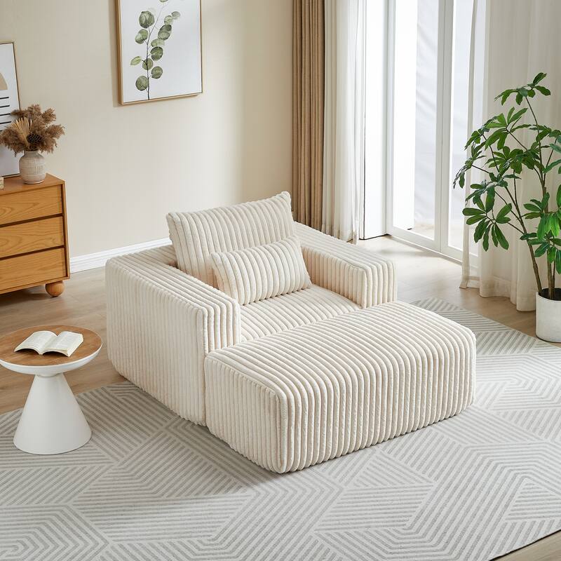 Cozy 62.5-Inch Recliner Chair with Footrest - Plush No Assembly Sofa for Indoor Relaxation