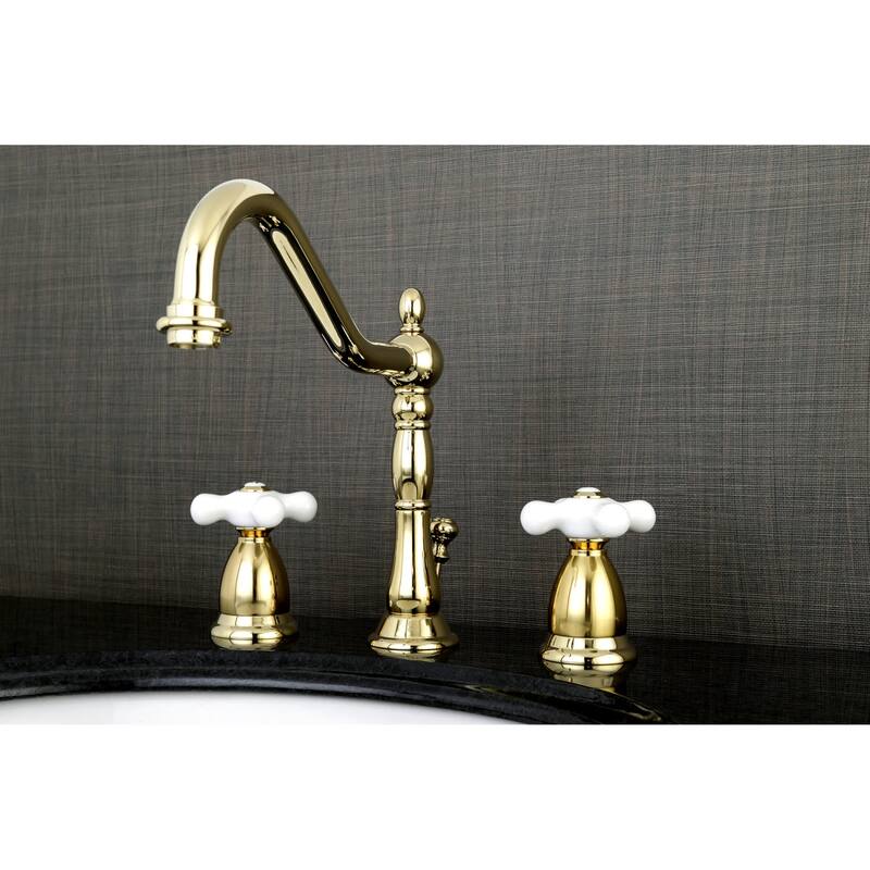 Kingston Brass Heritage Widespread Bathroom Faucet with Brass Pop-Up