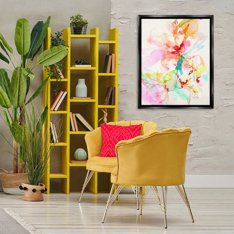 Stupell Abstract Watercolor Island Flowers Framed Floater Canvas Wall Art Design By Gemma Bardot