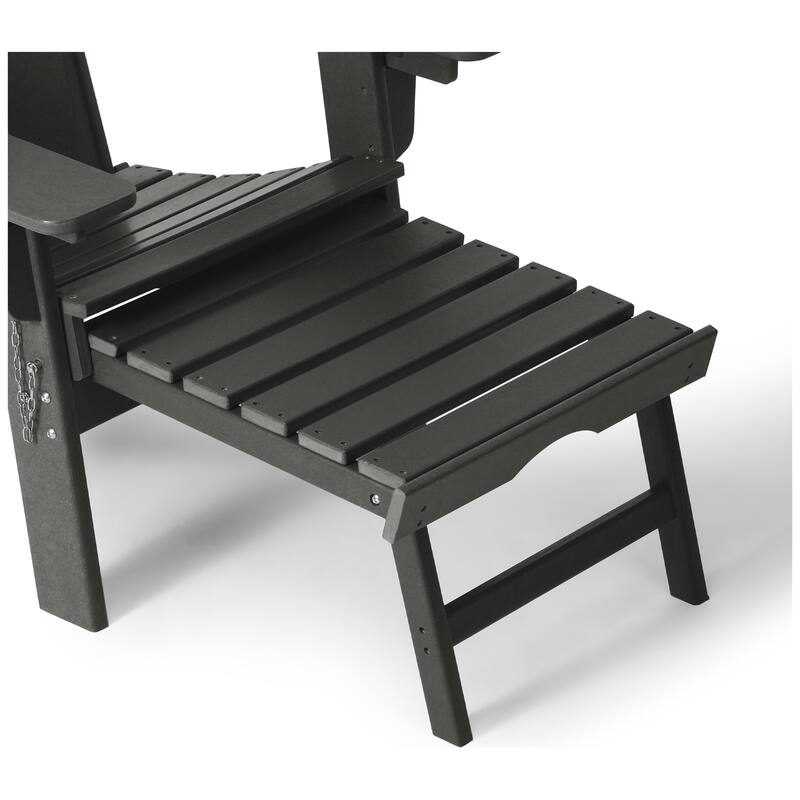 Laguna Outdoor Folding Adjustable Adirondack Chair with Cup Holder & Hideaway Ottoman (Set of 2)