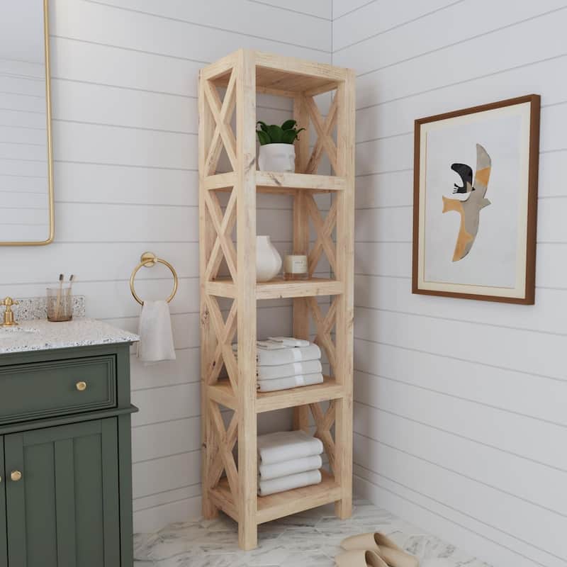 Unfinished Solid Mindi Wood Bookcase by East at Main