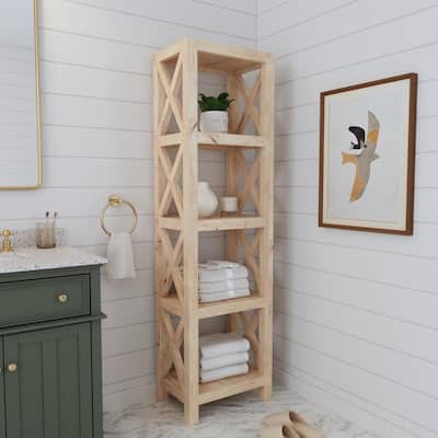Unfinished Solid Mindi Wood Bookcase by East at Main