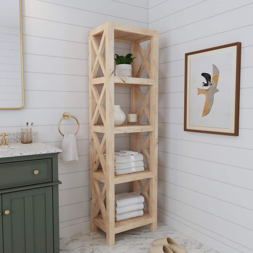 Unfinished Solid Mindi Wood Bookcase by East at Main