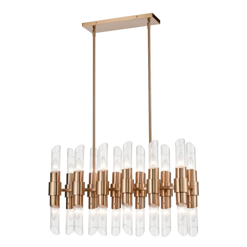 Carisbrooke 28.75-inch Wide 24-Light Linear Chandelier in Burnished Brass - 28.75in W x 9in D x 17.25in H