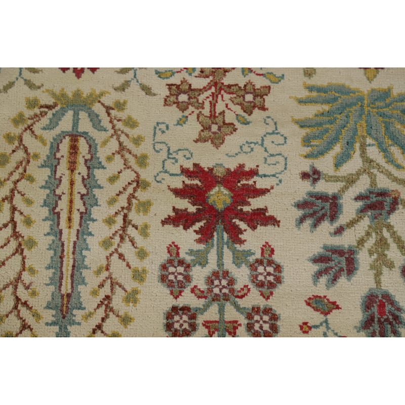 Hand Knotted Oriental 100% Wool Carpet Traditional All-Over Beige & Ivories Ziegler Area Rug - 7' 7'' X 5' 7''