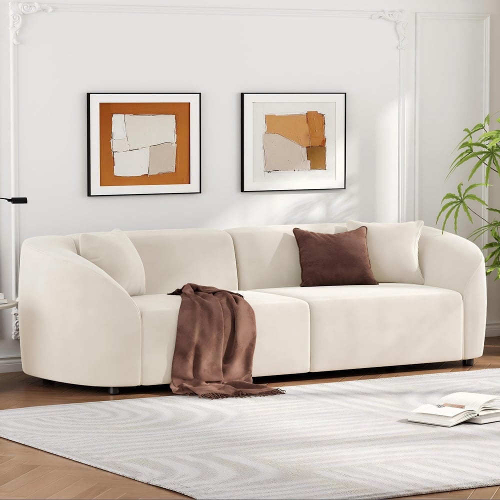 Christopher Knight Home - Allegra Sculptural Upholstered 87" Curved Sofa