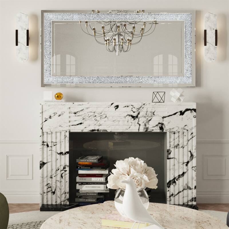 Luxury Stylish Wall Mirror w/Crushed Diamond for Living Room Bedroom