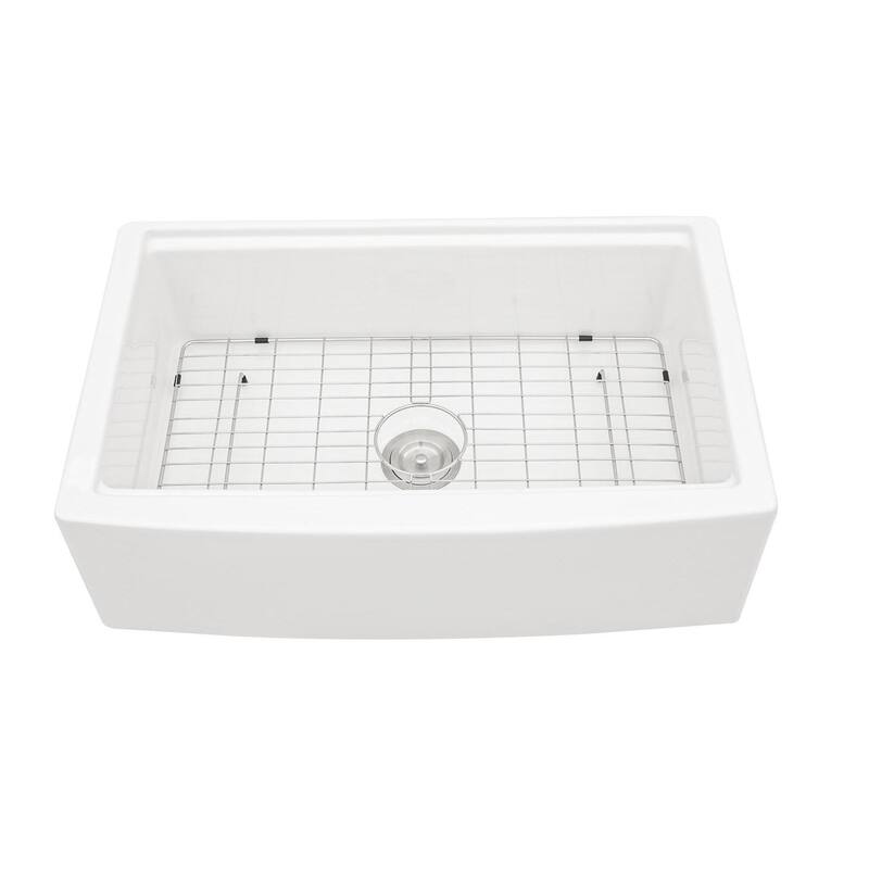 33" Farmhouse Single Bowl Ceramic Kitchen Sink in White - 33'' x 21'' x 10''