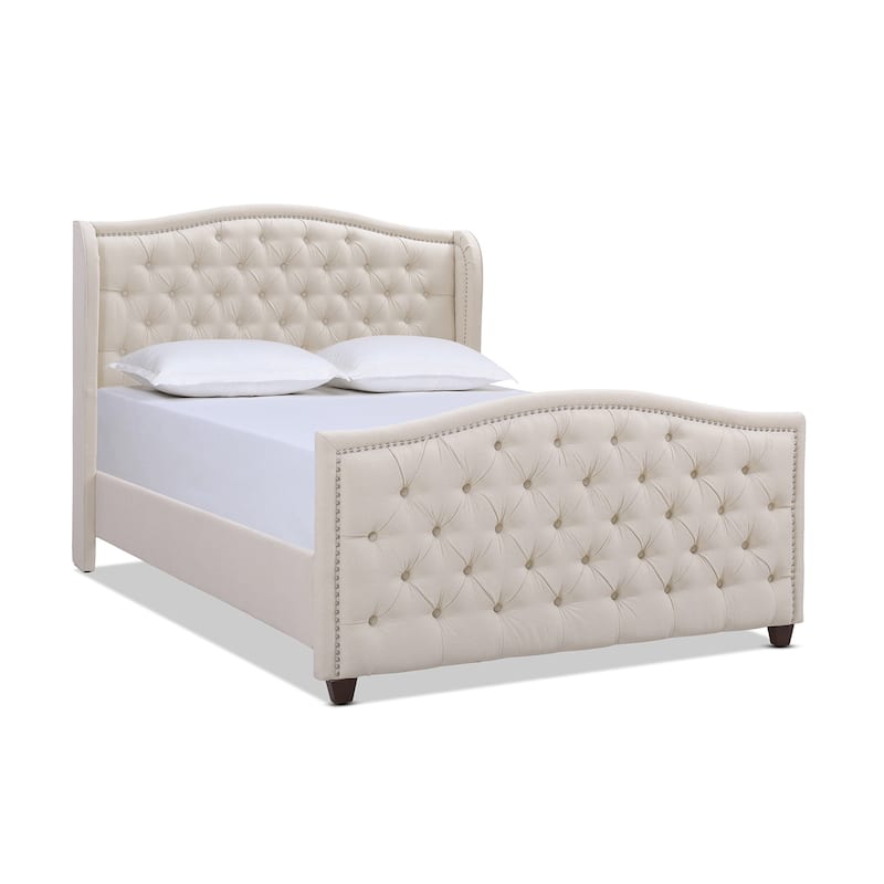 Angelina Upholstered Tall Tufted Wingback Bed Frame