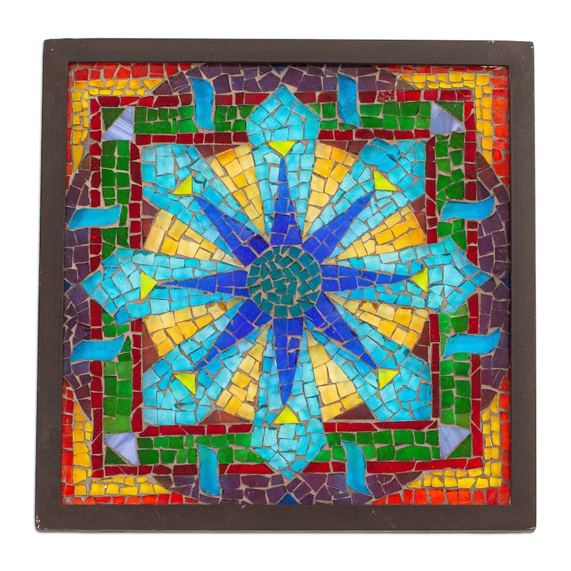 Novica Handmade Mexican Mandala Glass Mosaic Wall Decor