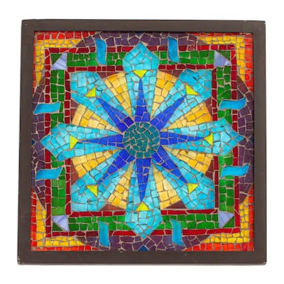 Novica Handmade Mexican Mandala Glass Mosaic Wall Decor