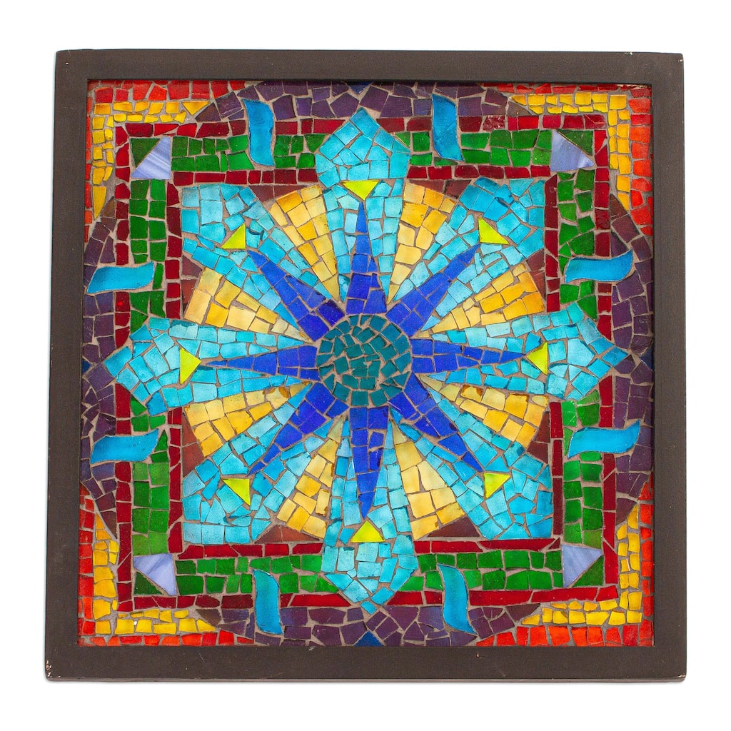 Novica Handmade Mexican Mandala Glass Mosaic Wall Decor