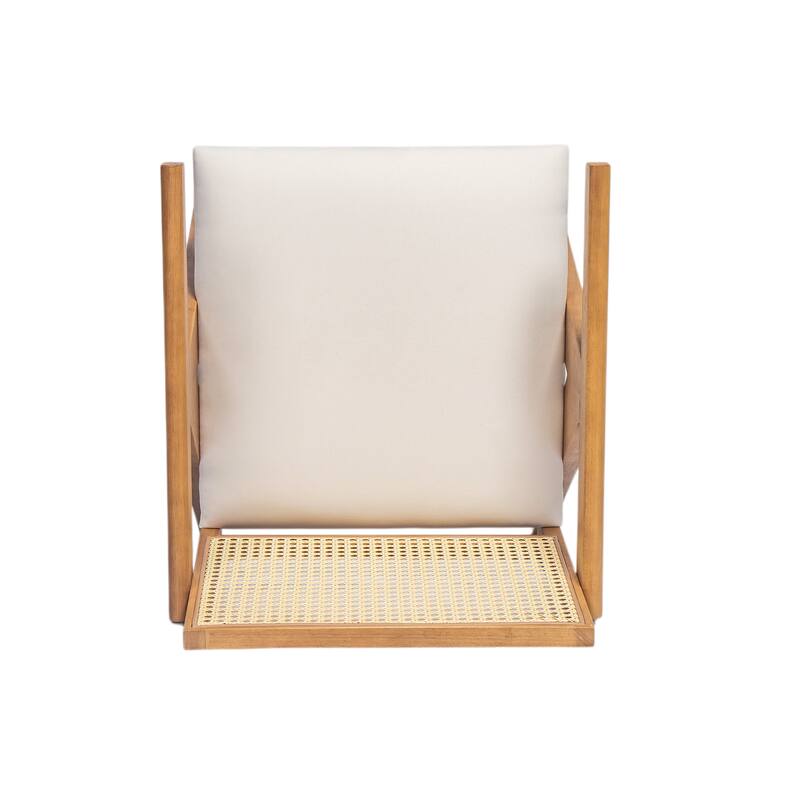 Farmhouse Kitchen Chairs Set of 2, Rattan Back Upholstered Arm Chairs